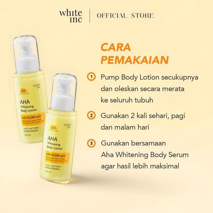 [100ml] WHITE INC AHA Body Lotion to Whitening & Moisturising | Hand Body Lotion Pencerah Mencerahka