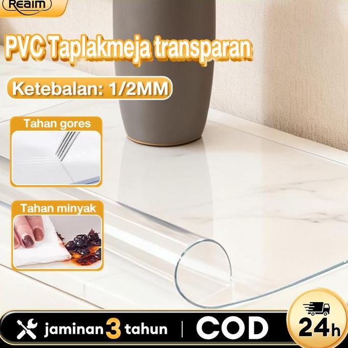 Barang ReadyTaplak Meja Transparan Bahan Mika Plastik Taplak Meja Makan PVC Transparan Tebal 1/2mm T