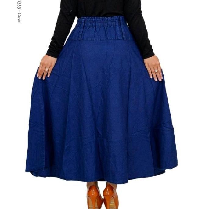 Rok Panjang Wanita Soft Jeans Model Payung Premium Di Jamin Lebar WS
