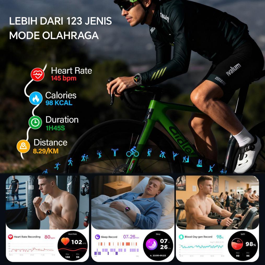 Hot Deals Morein Plus Gt2 Smartwatch - Layar Amoled 1.43'' | Badan Logam | Tahan Air 1Atm | 100+ Mod