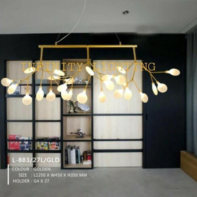 Lampu Gantung Ranting Daun Minimalis 27 Lampu Gold