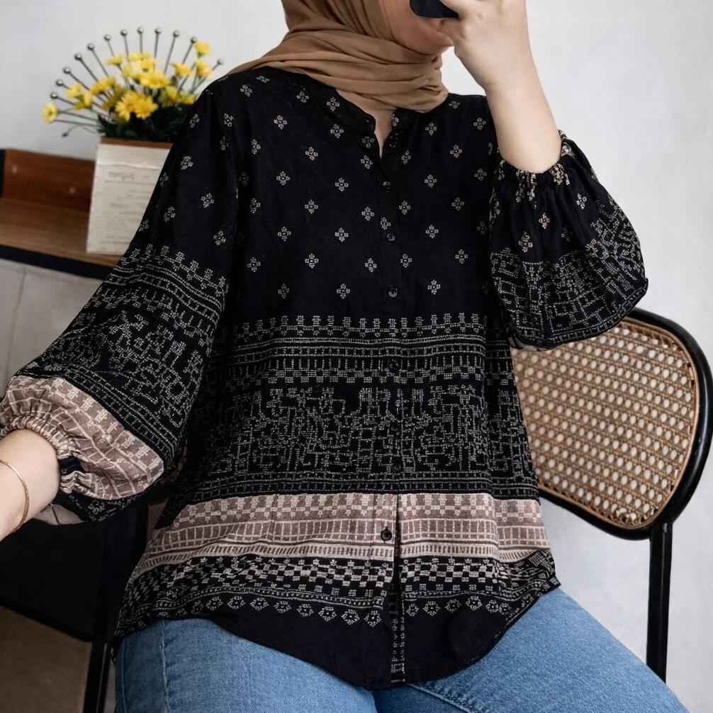 TERLARIS Blouse Rayon Polos Halus - Nyaman untuk Harian Kemeja Rayon Oversized - Ringan, Adem, & Jat