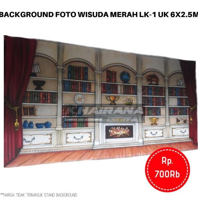 Background Backdrop Layar Foto Wisuda gorden merah rak Besar 6mx2.5m