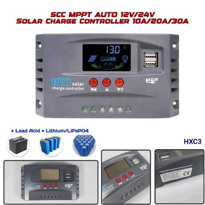 SCC MPPT PWM 10A/20A/30A/60A/100A Otomatis 12V/24V/36B48V Panel Solar Charger Controller Power Bater