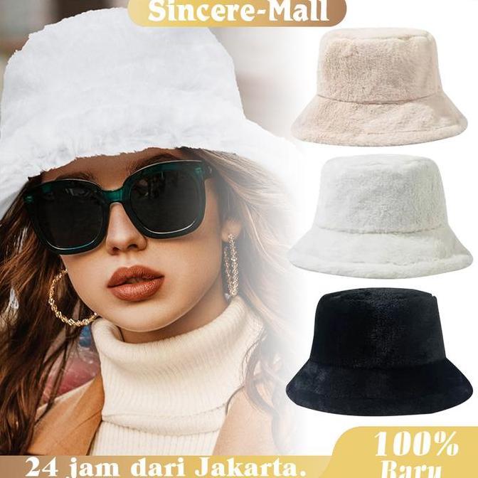VIWIUWIU Topi Wanita Bulu Premium Halus Tebal / Topi Wanita Musim Dingin Fashion Gaya Jepang Korea