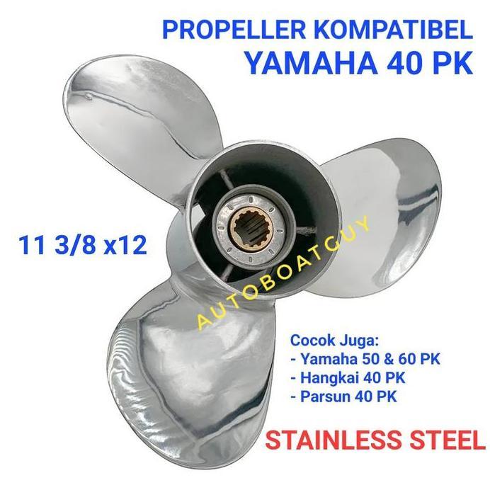 Propeller Yamaha 40 PK Stainless / Baling / Kipas Mesin Tempel murah