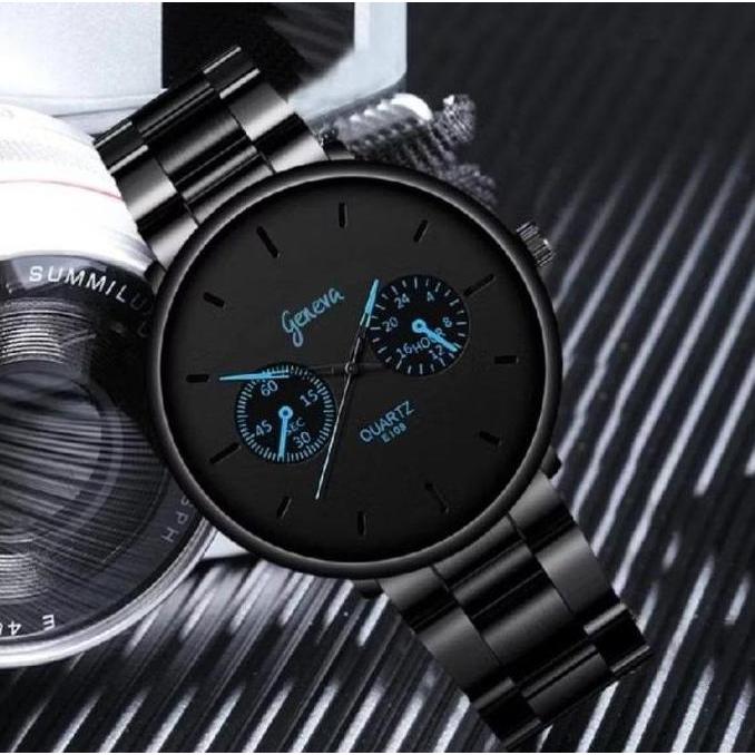 DIKARTELLA Jam Tangan Pria GENEVA Kasual Dial Tipis Quartz Analog DL