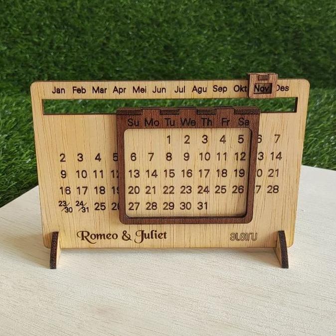 kalender kayu  abadi aesthetic terlaris