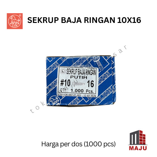[1 dos] Sekrup Baja Ringan 10x16 mm Sekrup Baut Kanal C MOONLION