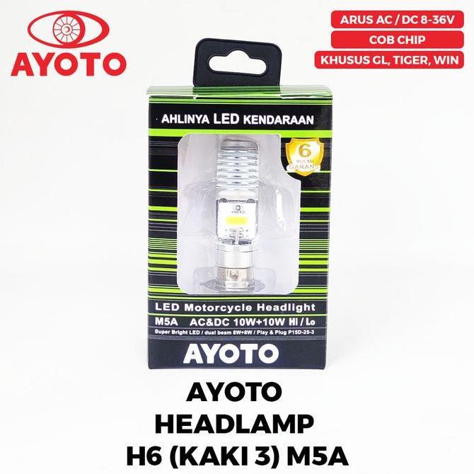 Promo AYOTO Lampu Depan Headlamp H5 LED M5A AC DC Cocok Untuk Motor Gl Supra X Lama Win Diskon