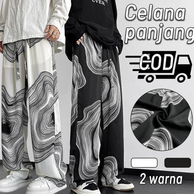 Celana Panjang Pria Celana Panjang Pria Celana Baggy Casual Y2K Motif