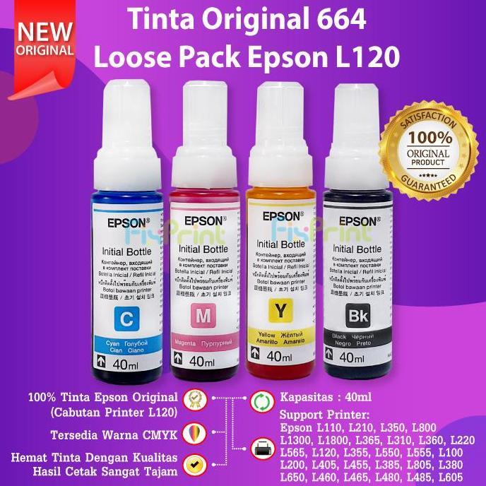 1 SET Tinta Printer EPSON ORIGINAL ORI 664 L220 L210 L350 L360 L1300