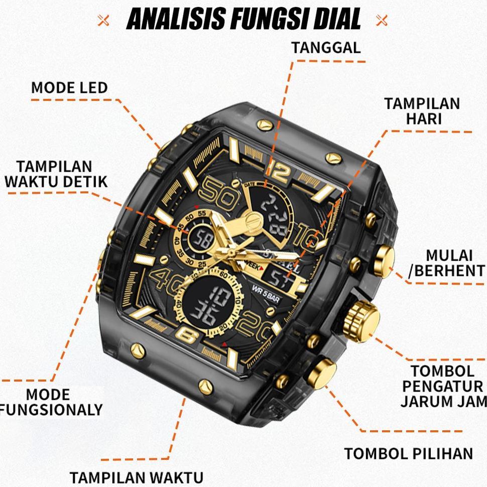 Terlaris Smael 8109 Jam Tangan Original Pria Analog Digital Olahraga Multifungsi Tahan Air Bercahaya