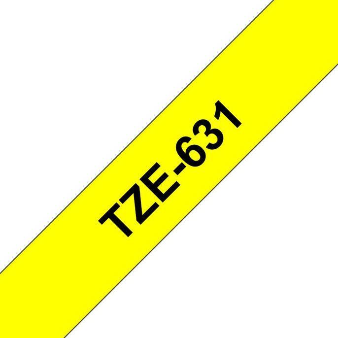 Brother Label Tape TZE-631 12MM Black On Yellow TZE 631 - Label Print