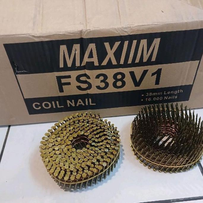 paku coil nail fs38v1 ulir maxiim isi 16.000 pcs.paku tembak 3.8mm ulir  coil nail fs38mm isi 16.000