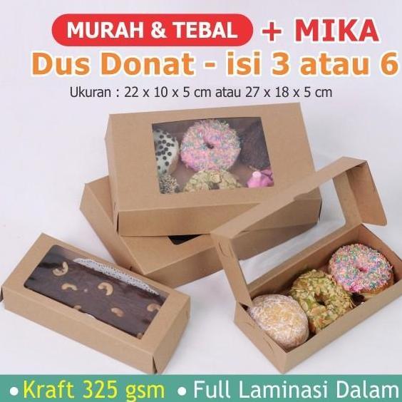 Dus Box Donat isi 6 Mika Jendela - Kraft Laminasi - Box Brownies Mika