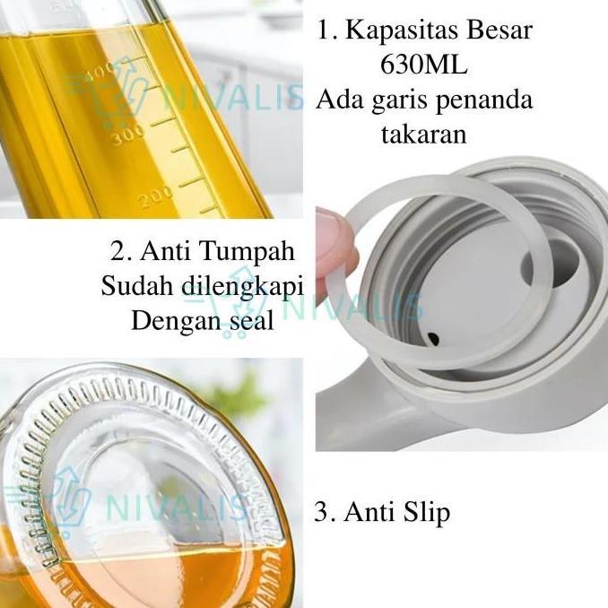 BOTOL MINYAK KACA 630 ML TEMPAT MINYAK DAPUR BOTOL KACA MINYAK