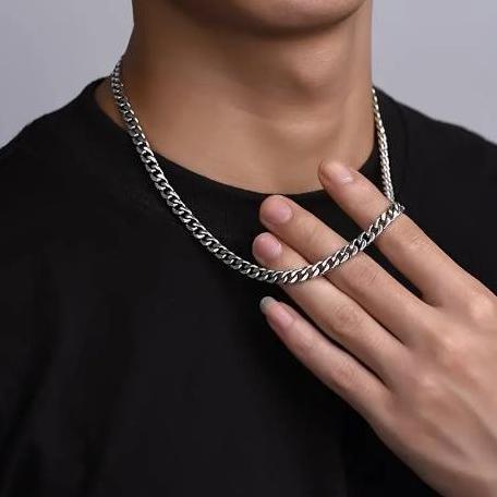 HOT Kalung Rantai sisik kotak Titanium Pria panjang 50 cm terbaru/kalung pria/kalung rantai cowok