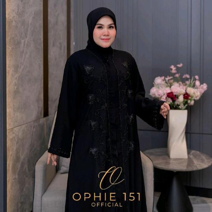 New Ophie151 Abaya Kareema Outer Hitam Promo Lebaran