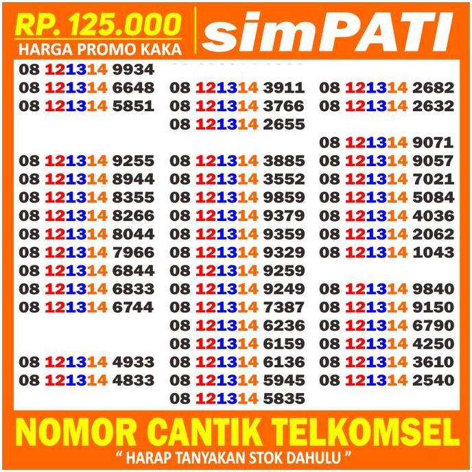 Nomor Cantik Simpati 121314 Kartu Perdana Simpati Cantik - No Cantik