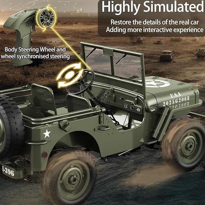 FREE ONGKIR RC JEEP 1/10 SCALE WILLYS HOBBY RC CAR OFF-ROAD MILITARY CRAWLER