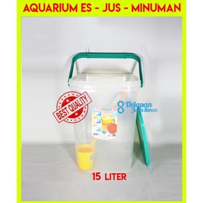 Tempat Es Buah 15 Ltr + Gayung | Kotak Es Buah | Aquarium Es Kelapa