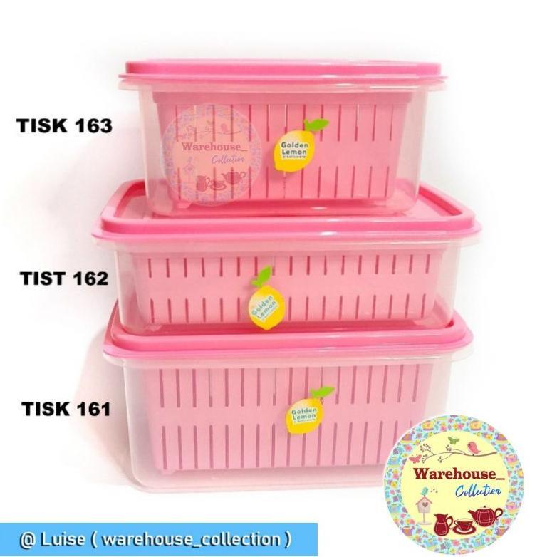 Kotak + Saringan Didalamnya  Golden Lemon /Tempat Saringan Ikan/ Sealware Dengan Peniris 2 In 1