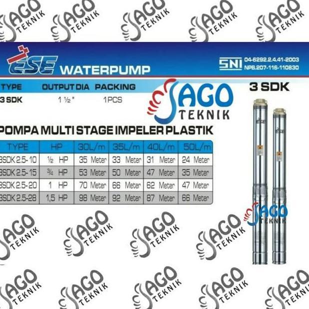 :>:>:>:>] Pompa Celup Submersible ESE National 3 INCH 0.5 HP ( 1/2 HP )