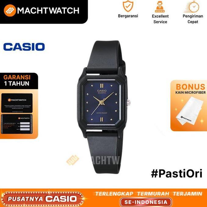 Jam Tangan Unisex Casio Standard LQ-142E-2ADF LQ142 LQ-142E Blue Dial Black Rubber Band