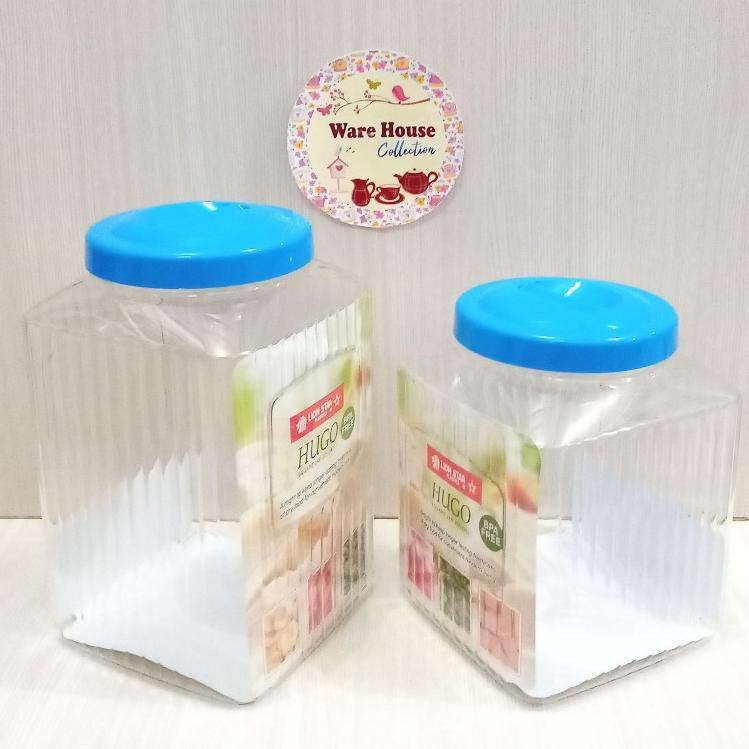 Toples Plastik Persegi 3 Liter & 4 Liter Hugo Lion Star Toples Kerupuk Kedap Udara /Toples Kerupuk L