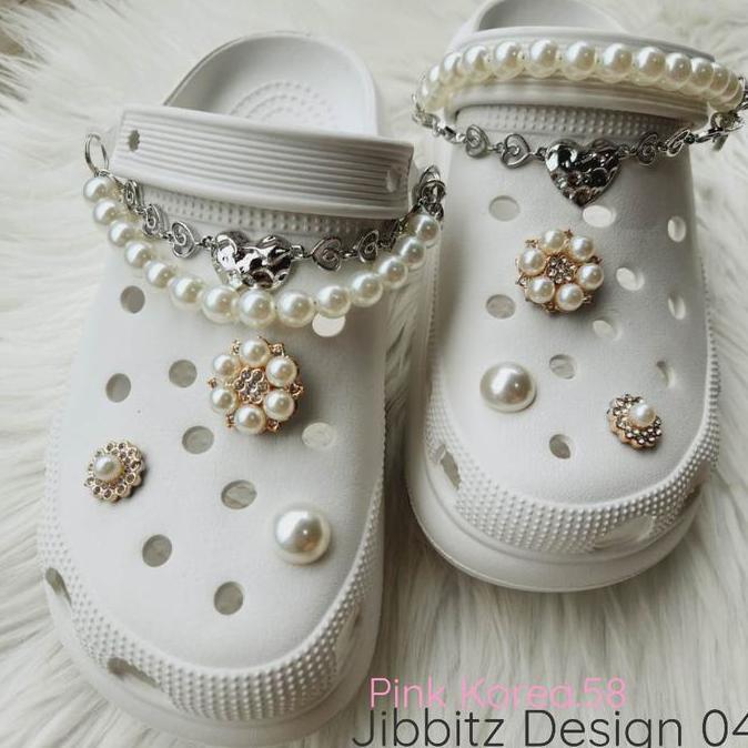 Jibbitz Crocs 1Set 8-12pcs Rantai Mutiara 1Set Aksesoris Hiasan DIY Untuk Sandal Dan Tas Wanita Pin 