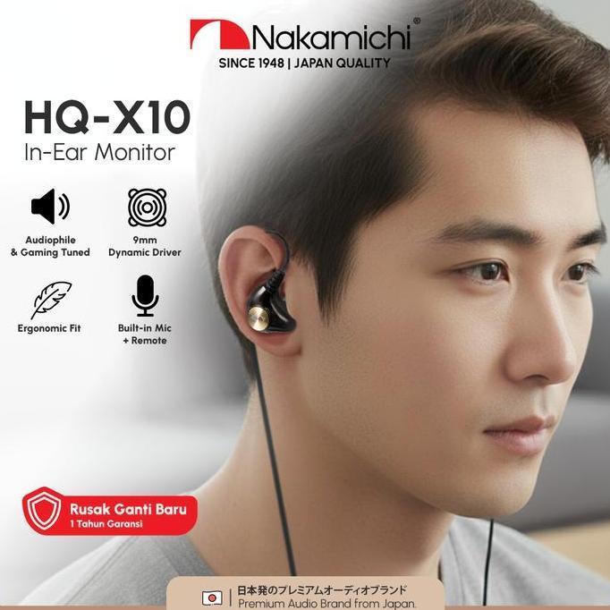 Nakamichi Hq X10 Dynamic Driver In Ear Monitor Wired Earphone Mic Earphones