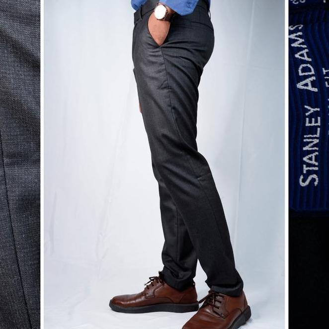 Stanley Adams Celana Stanley Adams Celana Pria Abu Formal Slim Fit Abu-Abu Var4567