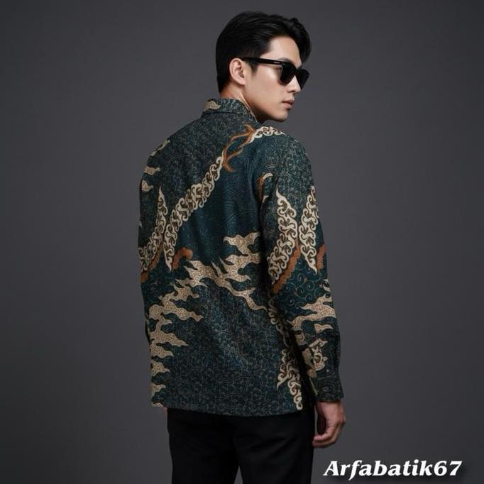 CAKRA HIJAU EMERALD Kemeja batik pria lengan panjang katun prima premium lapis furing hero ready ser