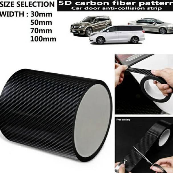 Stiker Fiber 10Cm Stiker 5D 10Cm Carbon Body Sill Plate Pintu Mobil Fortuner