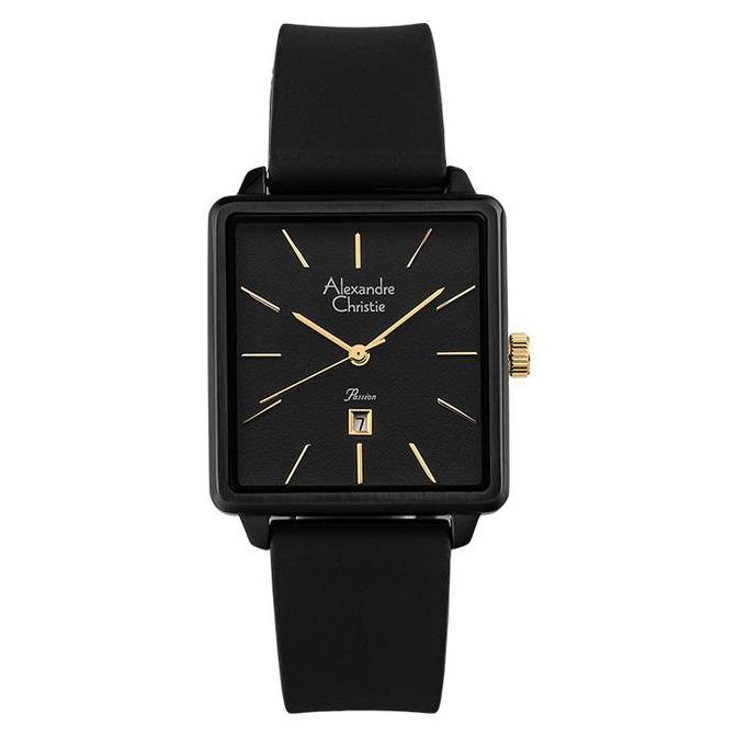 Jam Tangan Wanita Alexandre Christie Passion AC 2810 LD RIPBABA Ladies Black Dial Black Rubber Strap