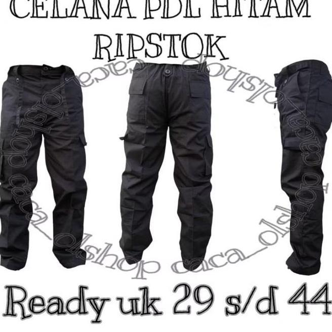 Celana Kargo Brimob Katun Pria Tebal Tactical Tebal Hitam Pdl Ripstock Uk 28