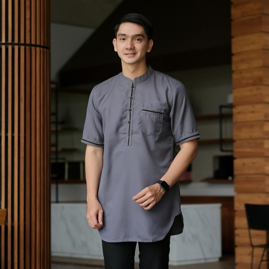 Premium Baju Koko Qurta Dewasa Muslim Gamis Pria Kurta Pakistan Lengan 3/4