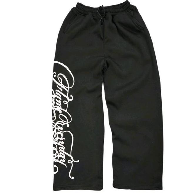 Flame Everyday Celana Flame Everyday Celana Baggy Hitam Sweatpants Eliot Unisex
