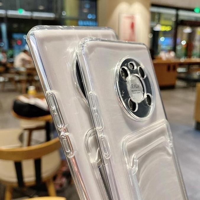 Soft Case Slot Id Card Holder Wallet Silikon Transparan Clear Bening Polos Kompatibel Untuk Xiaomi 1