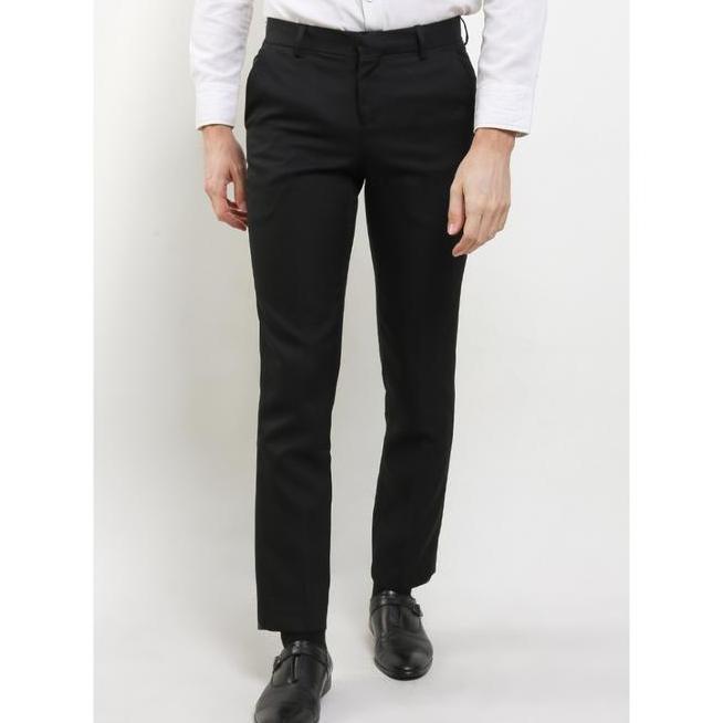 Gianni Visentin - Gianni Visentin Celana Bahan Hitam Formal Pria Slimfit 4033