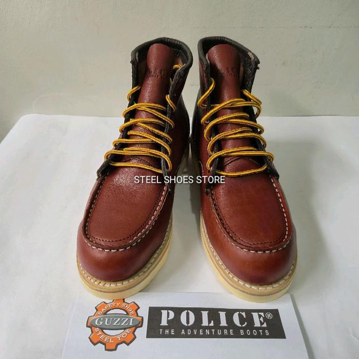 Police Safety Shoes Moctoe Maroon Barang Baru Bonus Oil Sepatu Safety Police