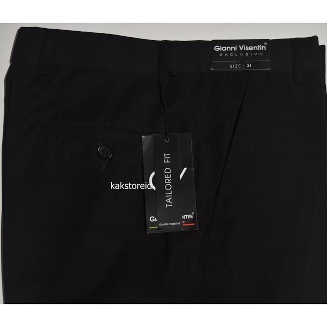 Gianni Visentin Celana Gianni Visentin Celana Kerja Hitam Pria Tailored Fit Gkt Var7950