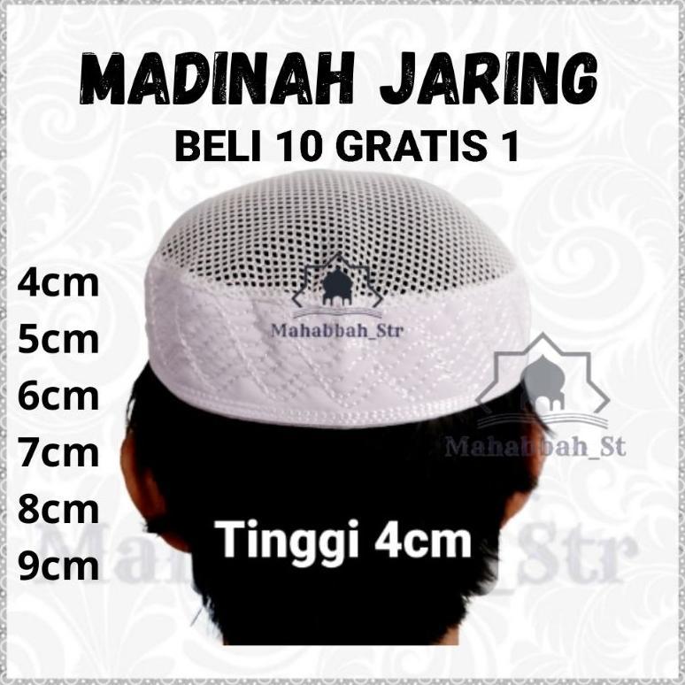 Peci Madinah Jaring Kopiah Haji Tinggi 4cm 5cm dan 6cm 7cm 8cm