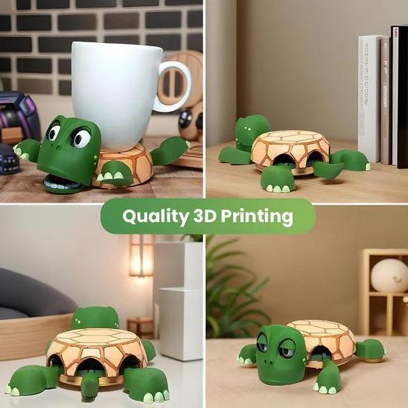 Alas Gelas Penyu Cetak 3D - Tempat Gelas Interaktif dan Menyenangkan dengan Desain Ramah Lingkungan 