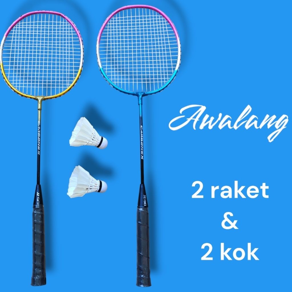 Raket Anak Siap Paket 2 Raket 2 Kok Raket Bulutangkis Murah