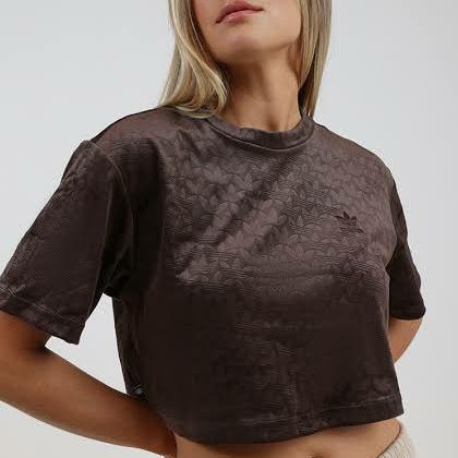 Adidas Crop Velvet Adidas Crop Velvet Embossed Hl9110 Monogram Tee