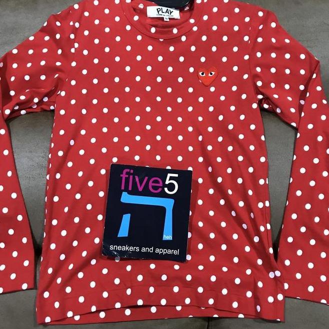 Cdg Play Polkadot Cdg Red Long Sleeve Ladies Tee