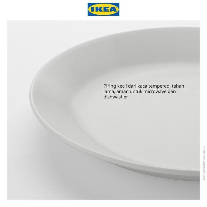 IKEA OFTAST Piring Makan Kecil Bahan Kaca Tempered Putih 19cm