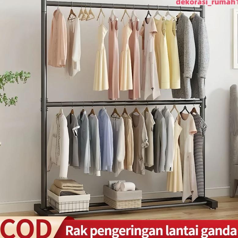 Ready Rak Gantungan Baju 2 Susun Rak Gantungan Baju Besi Gantungan Baju Berdiri Gantungan Baju Toko